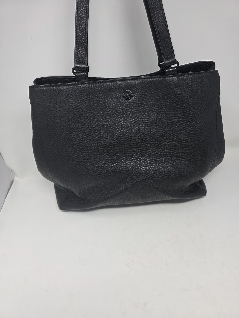 Dagne Dover Black Pebbled Leather Allyn Work Tote Laptop Bag With Shoe Bag